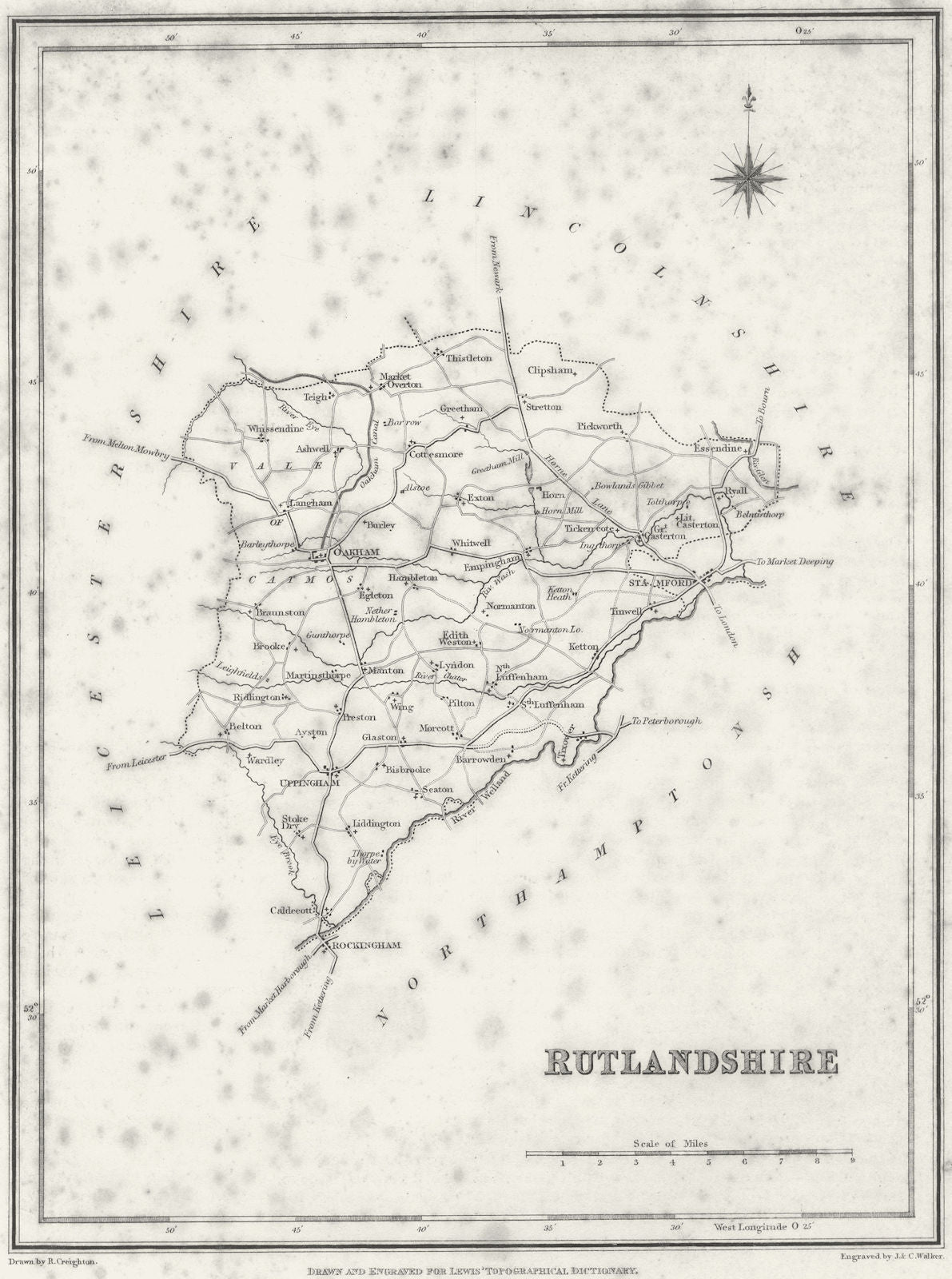 RUTLAND. Rutlandshire. Lewis 1831 old antique vintage map plan chart